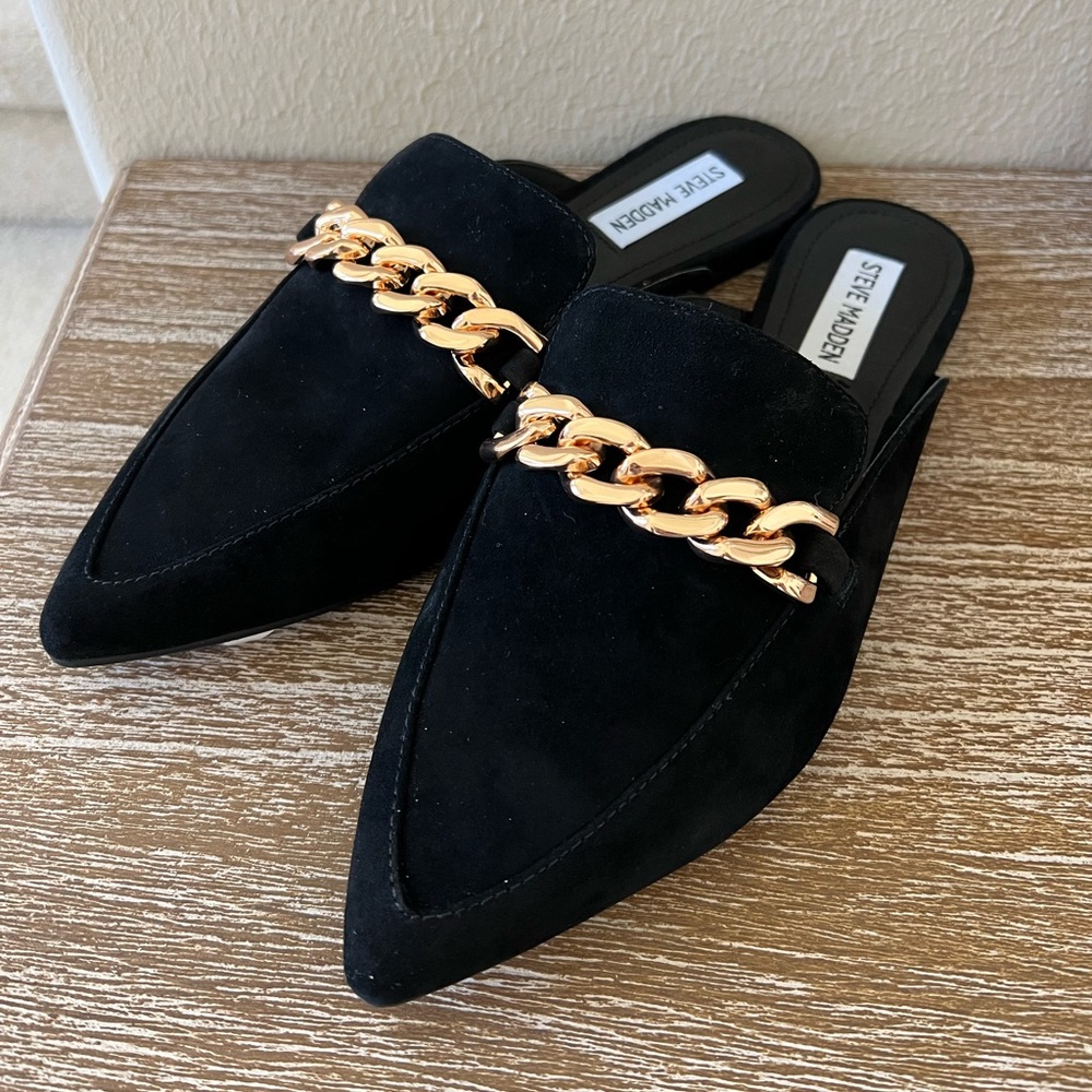 New Steve Madden Pointy Toe Chain Mules 9